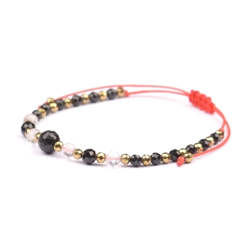 Bransoletka czarny TURMALIN Kryształ Górski HEMATYT ochrona szczęście